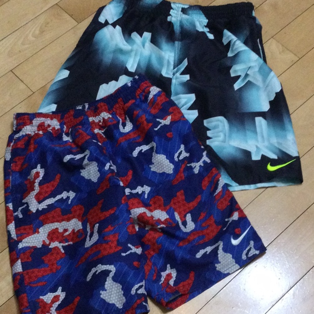 Nike 2 pairs Youth XLSwim Trunks excellent condition Mesh brief liner removed